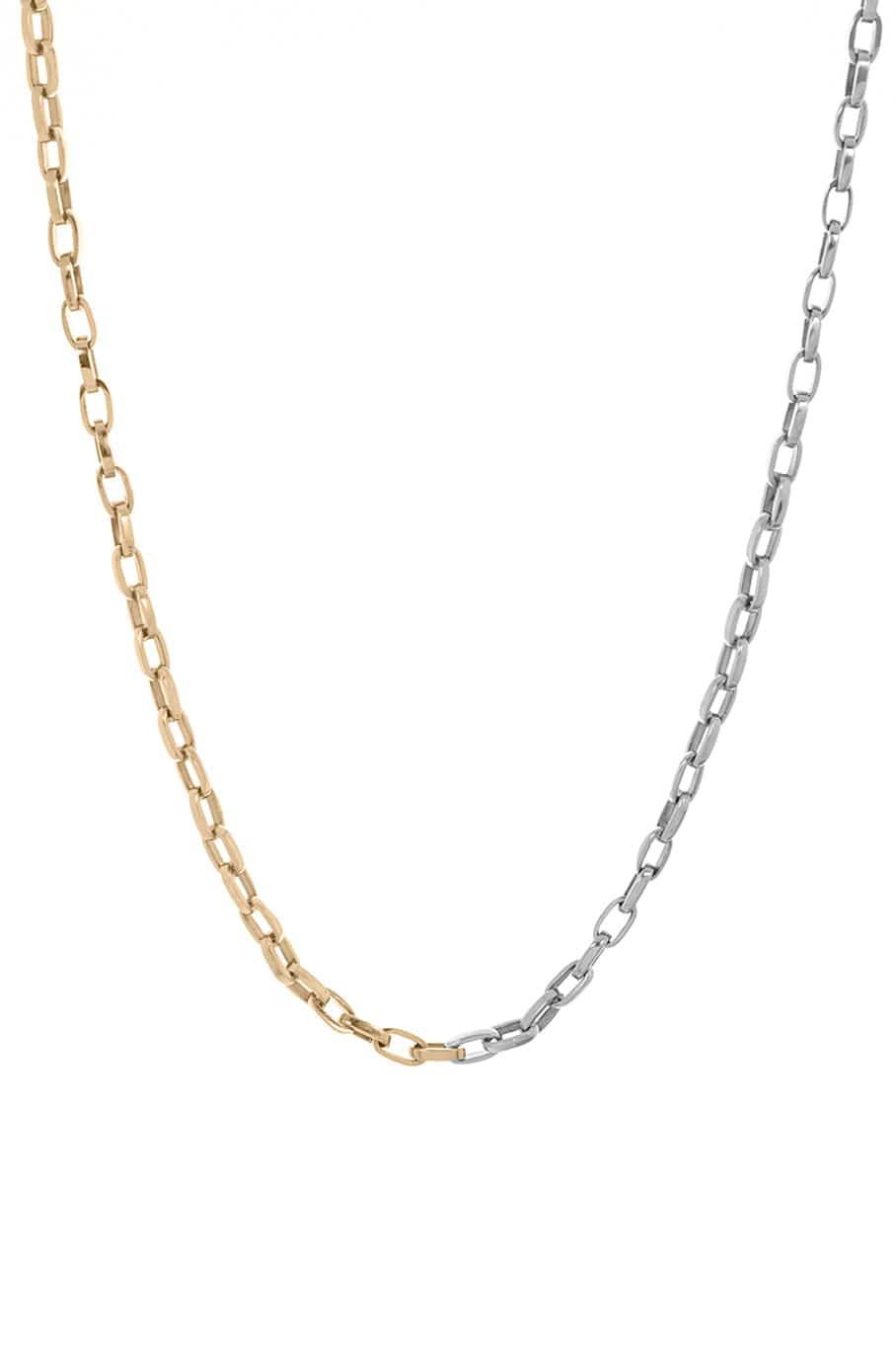 MARLA AARON-Mixed Metal Handmade Biker Chain - 18in-WHITE GOLD