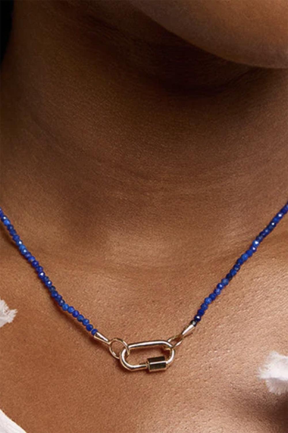 Lapis Itty Bitty Strand Necklace-YELLOW GOLD-16-JEWELRYFINE JEWELNECKLACE O-MARLA AARON