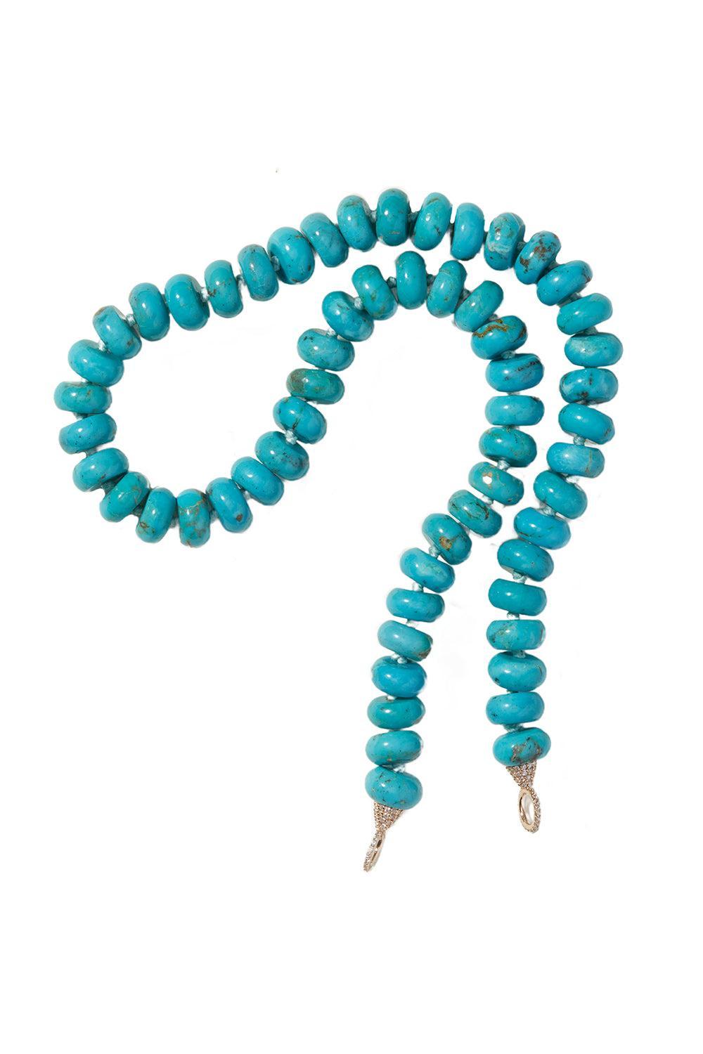 Turquoise Rondelle Strand Necklace-YELLOW GOLD-24-JEWELRYFINE JEWELNECKLACE O-MARLA AARON