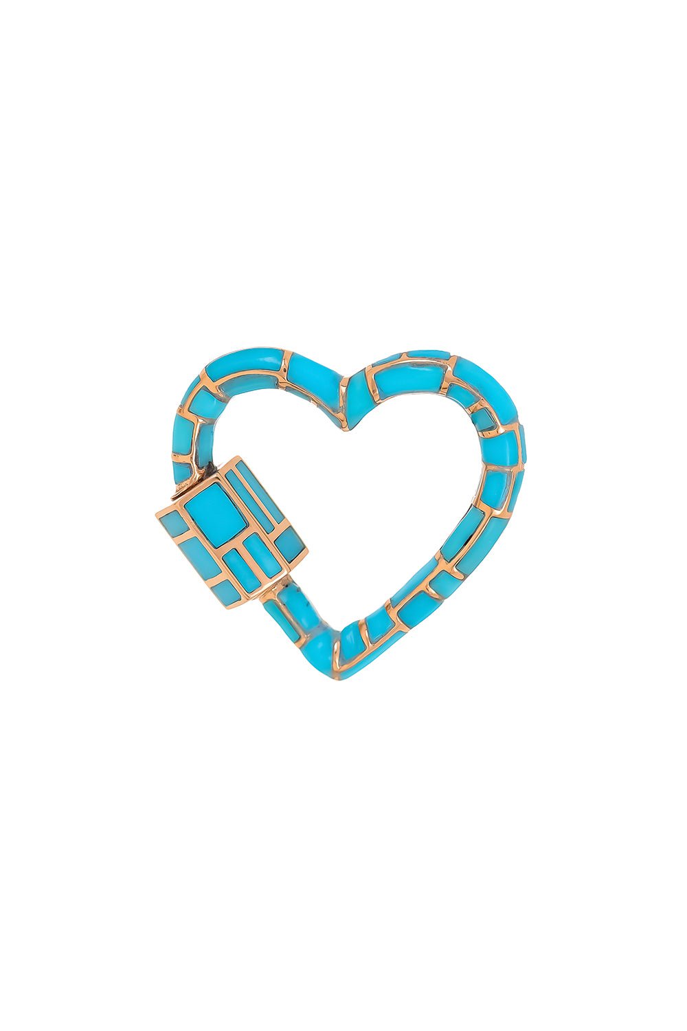 MARLA AARON-All Inlay Turquoise Heartlock-ROSE GOLD