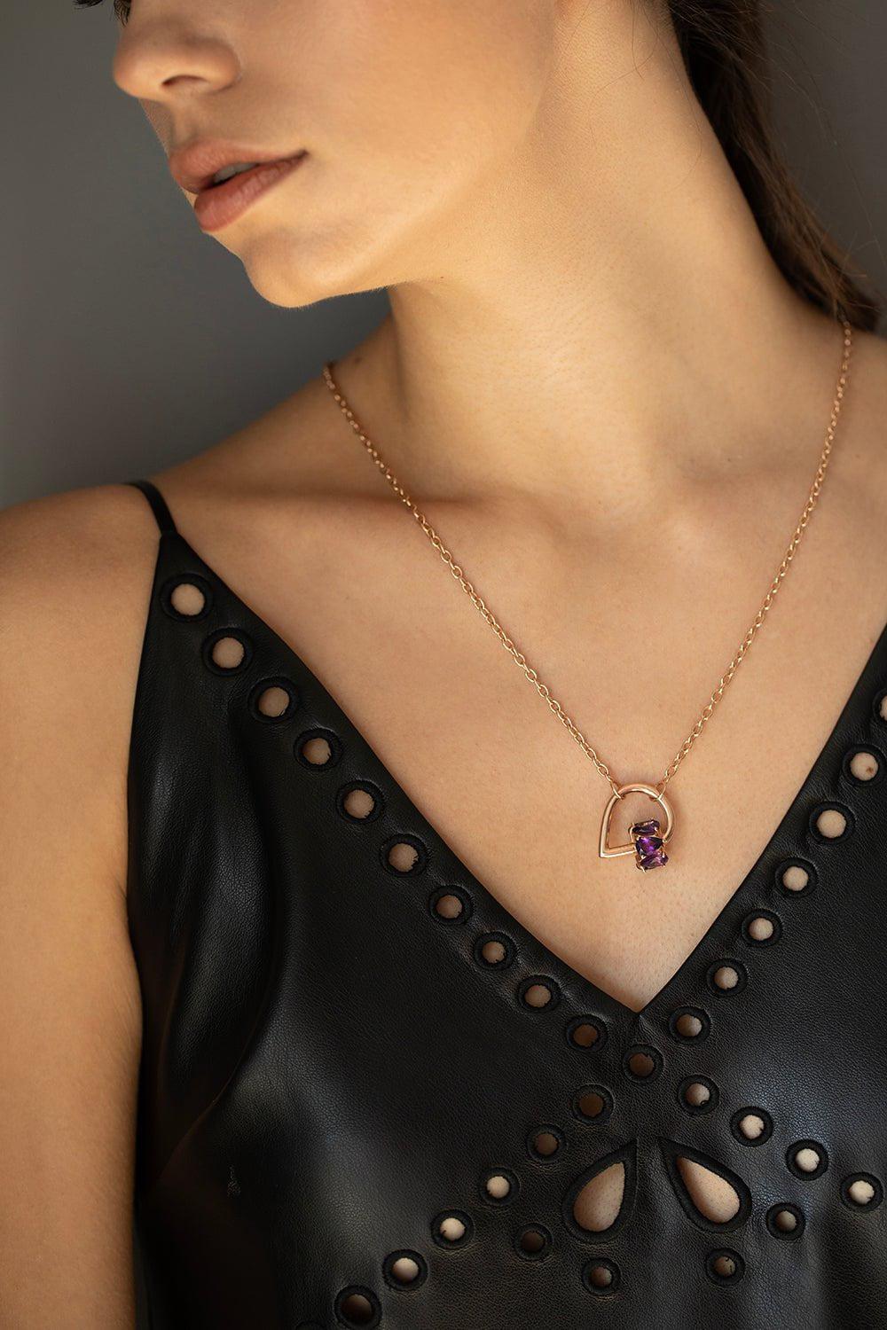MARLA AARON-Chubby Droplock Pendant - Amethyst-ROSE GOLD