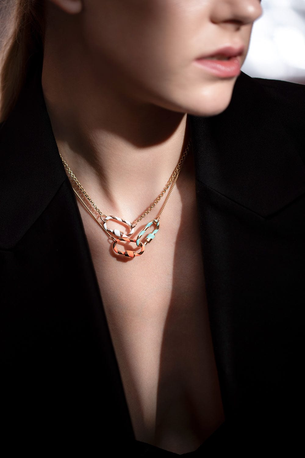 MARLA AARON-Medium Lock with Cloud Enamel-ROSE GOLD