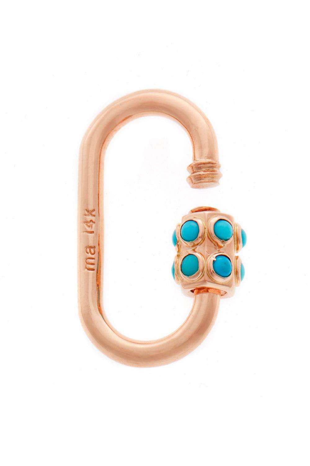 Turquoise Stoned Medium Lock-ROSE GOLD-JEWELRYFINE JEWELPENDANT-MARLA AARON
