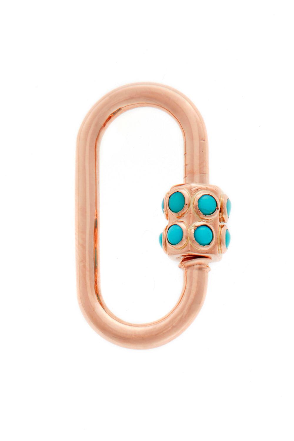 Turquoise Stoned Medium Lock-ROSE GOLD-JEWELRYFINE JEWELPENDANT-MARLA AARON