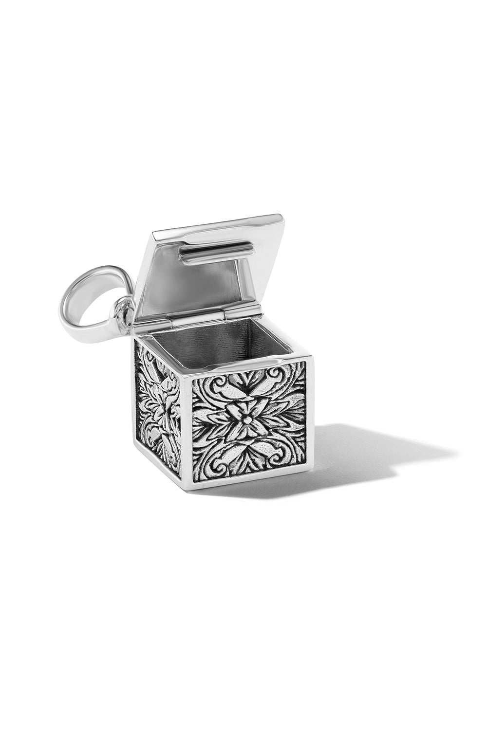 Embossed Charm Box Pendant-SILVER-JEWELRYFINE JEWELPENDANT-MARLA AARON