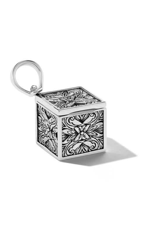 Embossed Charm Box Pendant-SILVER-JEWELRYFINE JEWELPENDANT-MARLA AARON