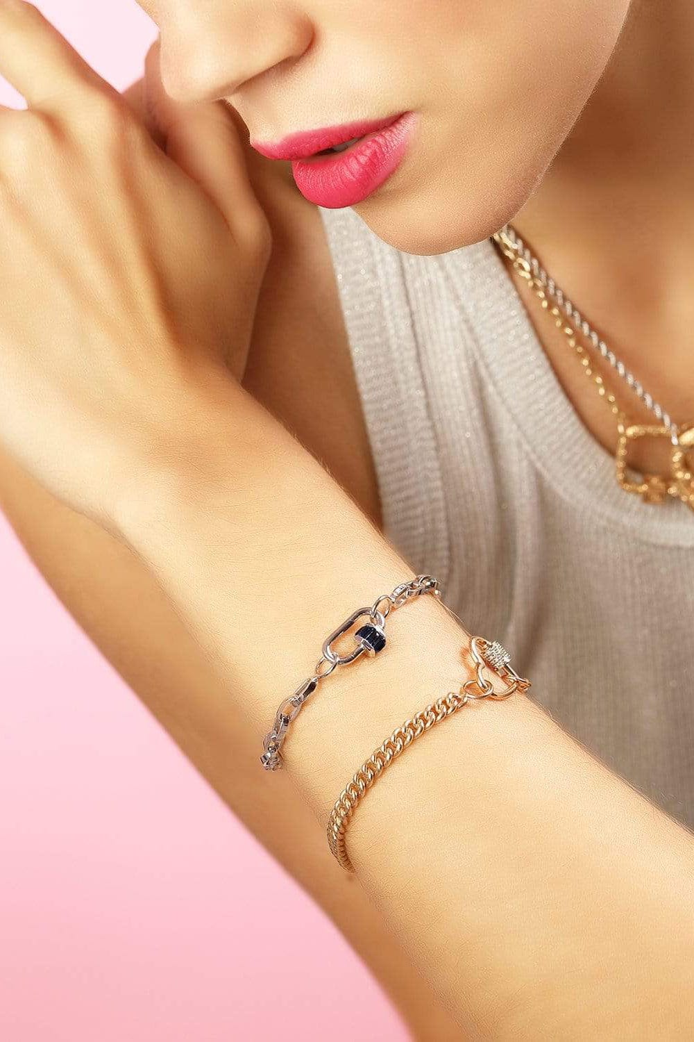 MARLA AARON-Total Baguette Babylock with Blue Sapphires-WHITE GOLD
