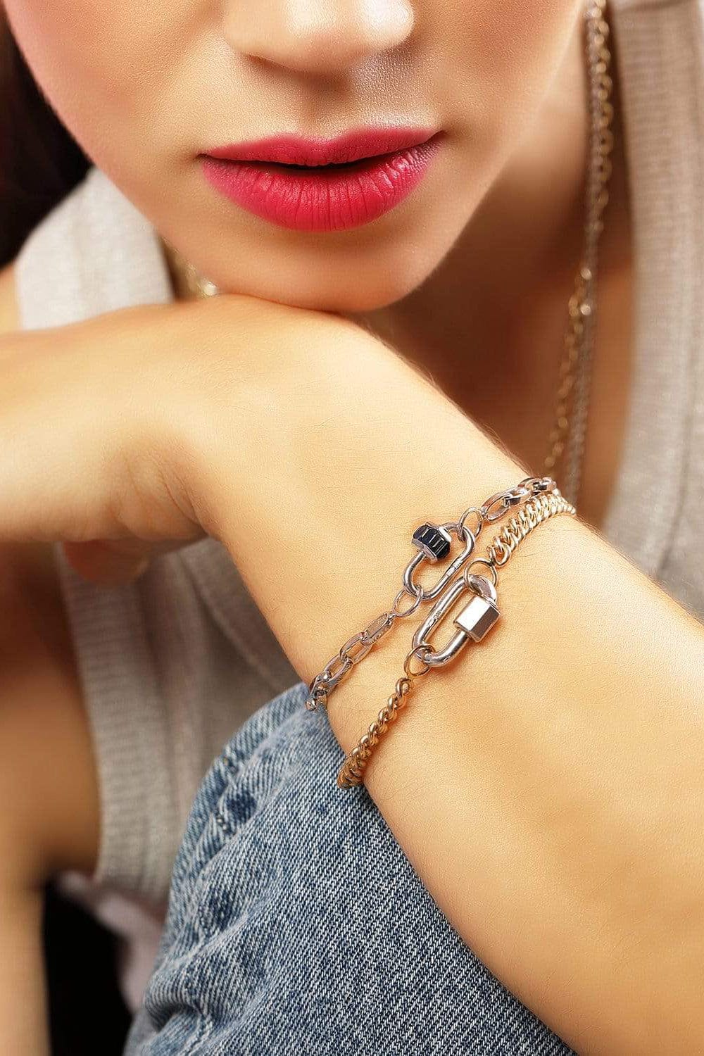MARLA AARON-Total Baguette Babylock with Blue Sapphires-WHITE GOLD