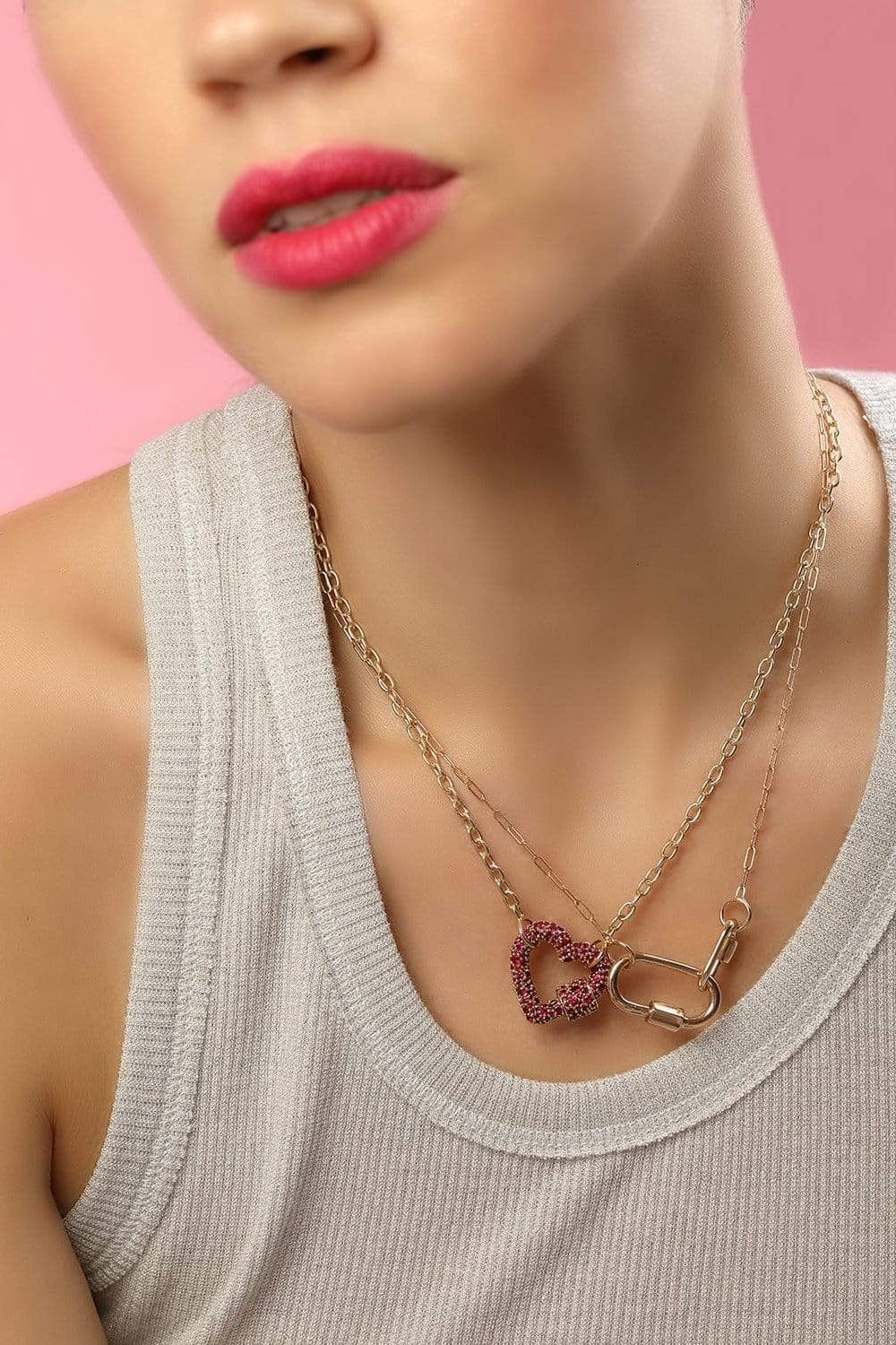 MARLA AARON-All Stone Heartlock with Ruby-YELLOW GOLD
