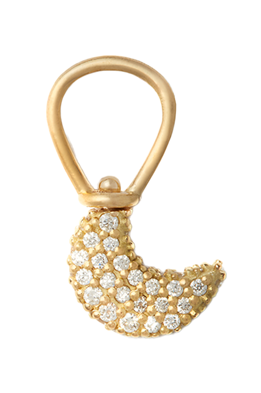 Diamond Allstone Itty Bitty Moon Charm-YELLOW GOLD-JEWELRYFINE JEWELPENDANT-MARLA AARON
