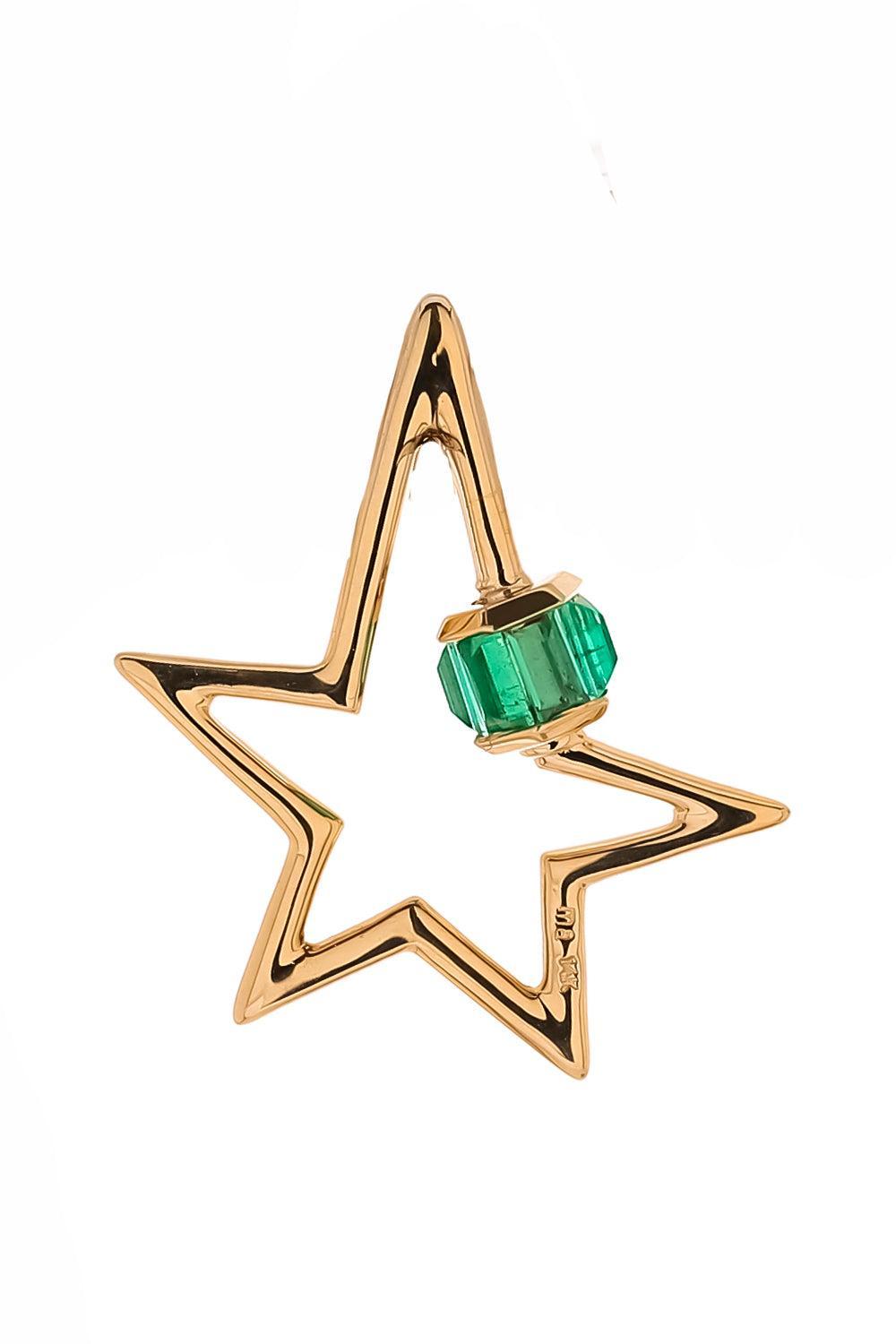 Emerald Total Baguette Star Lock-YELLOW GOLD-JEWELRYFINE JEWELPENDANT-MARLA AARON