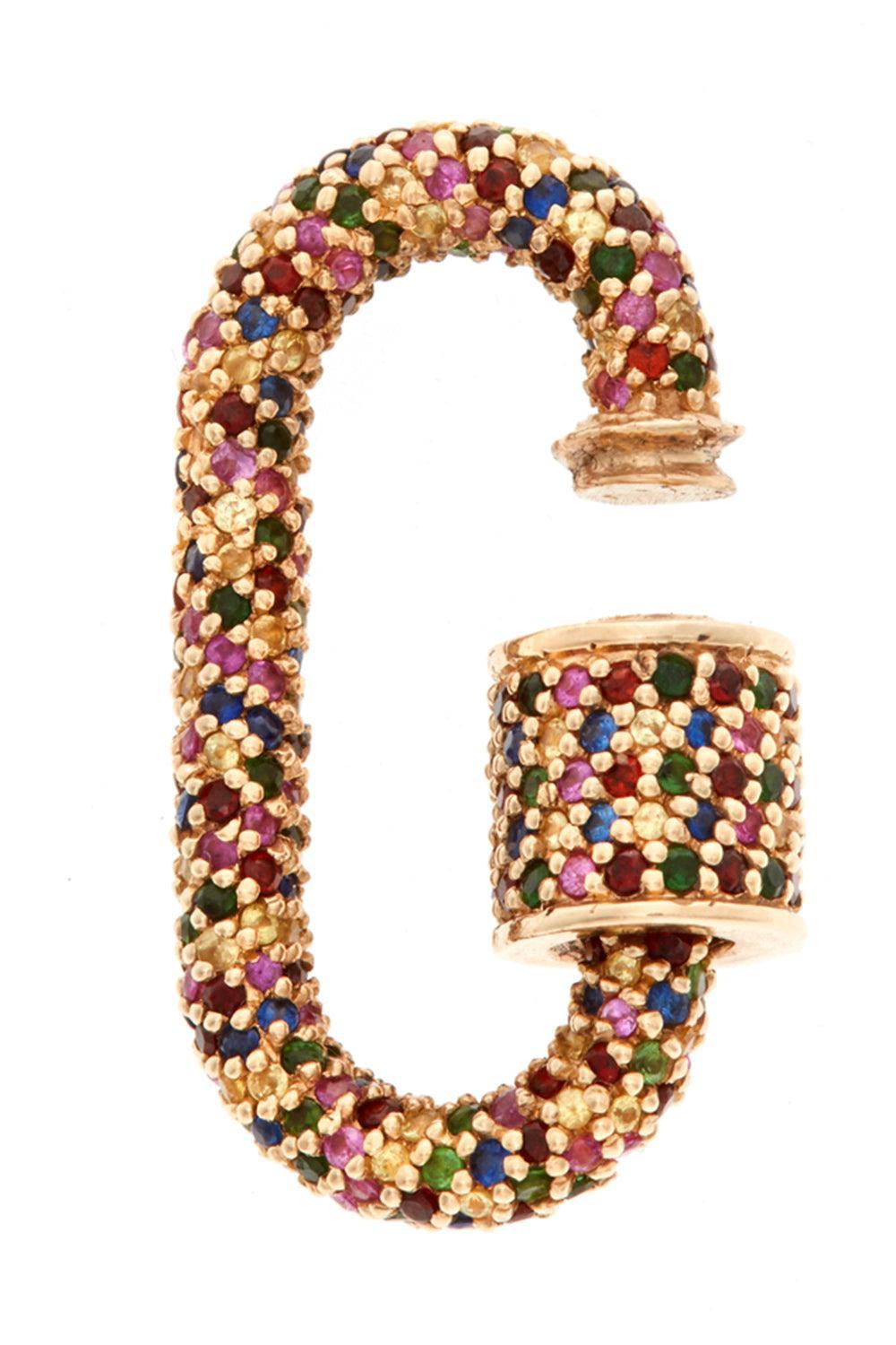 Mixed Sapphire Allstone Lock-YELLOW GOLD-JEWELRYFINE JEWELPENDANT-MARLA AARON