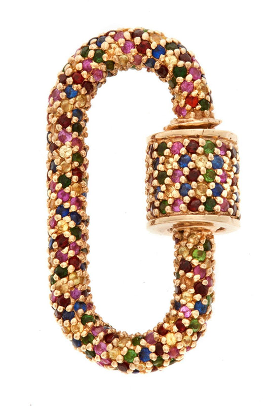 Mixed Sapphire Allstone Lock-YELLOW GOLD-JEWELRYFINE JEWELPENDANT-MARLA AARON