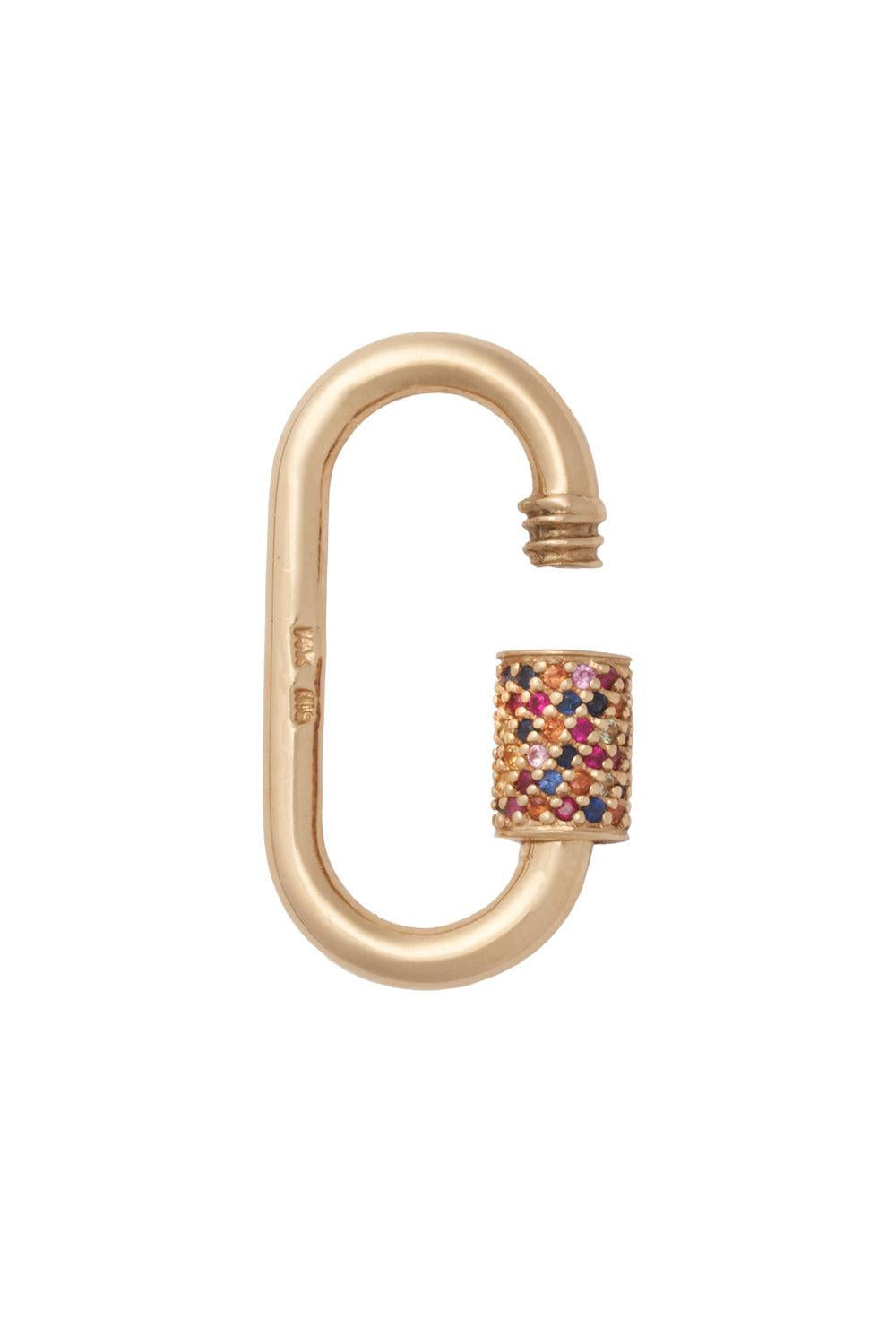 Mixed Sapphire Medium Stoned Lock-YELLOW GOLD-JEWELRYFINE JEWELPENDANT-MARLA AARON