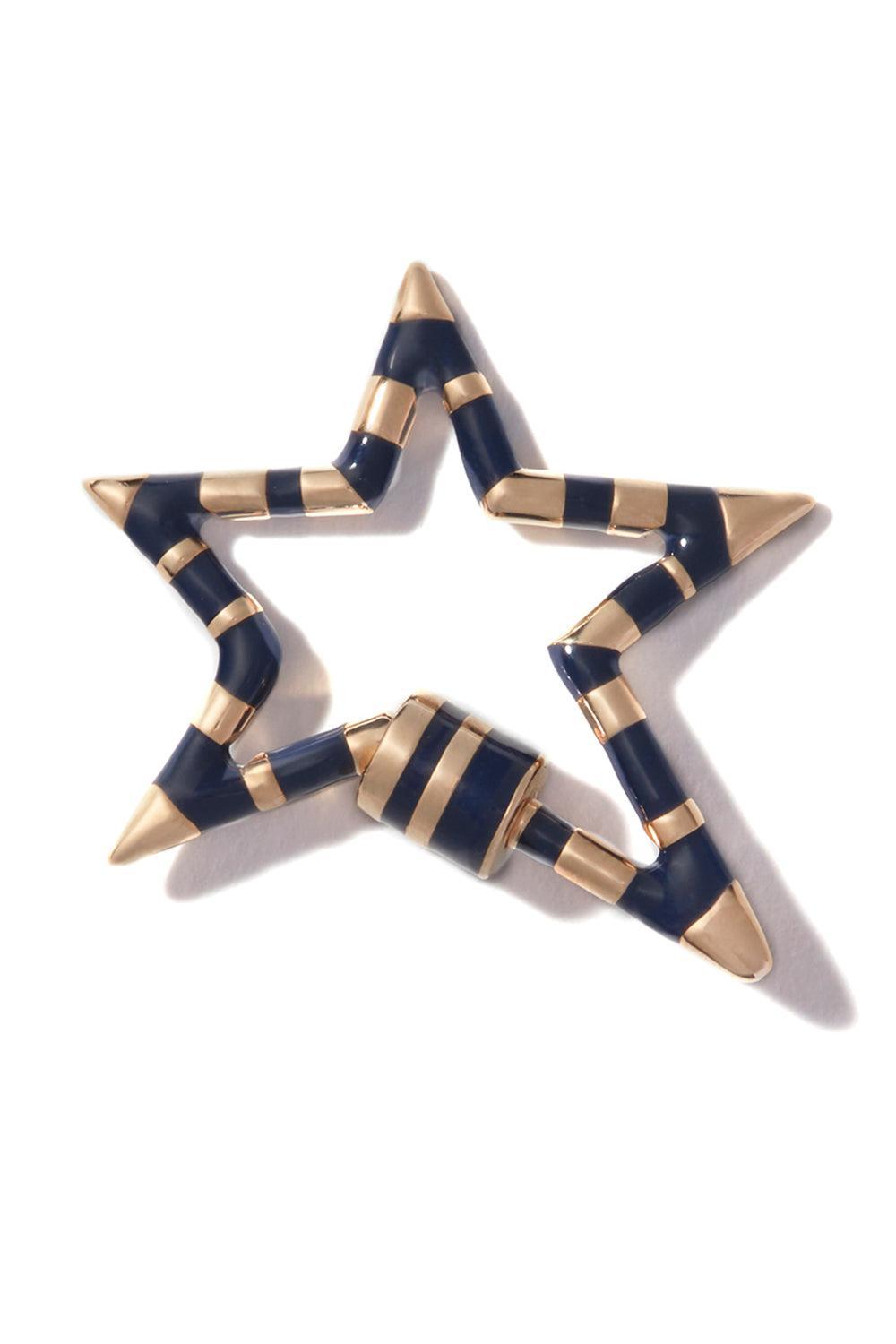 Navy Striped Starlock-YELLOW GOLD-JEWELRYFINE JEWELPENDANT-MARLA AARON