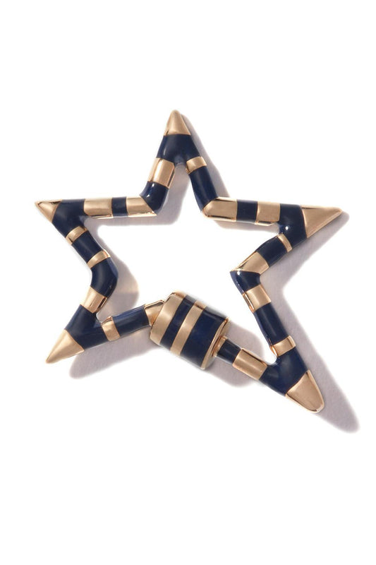 Navy Striped Starlock-YELLOW GOLD-JEWELRYFINE JEWELPENDANT-MARLA AARON