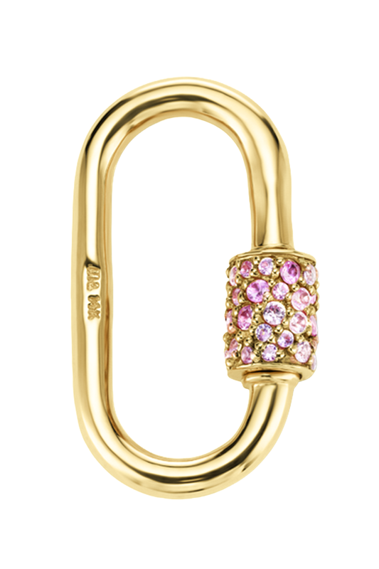 Pink Sapphire Medium Stoned Lock-YELLOW GOLD-JEWELRYFINE JEWELPENDANT-MARLA AARON