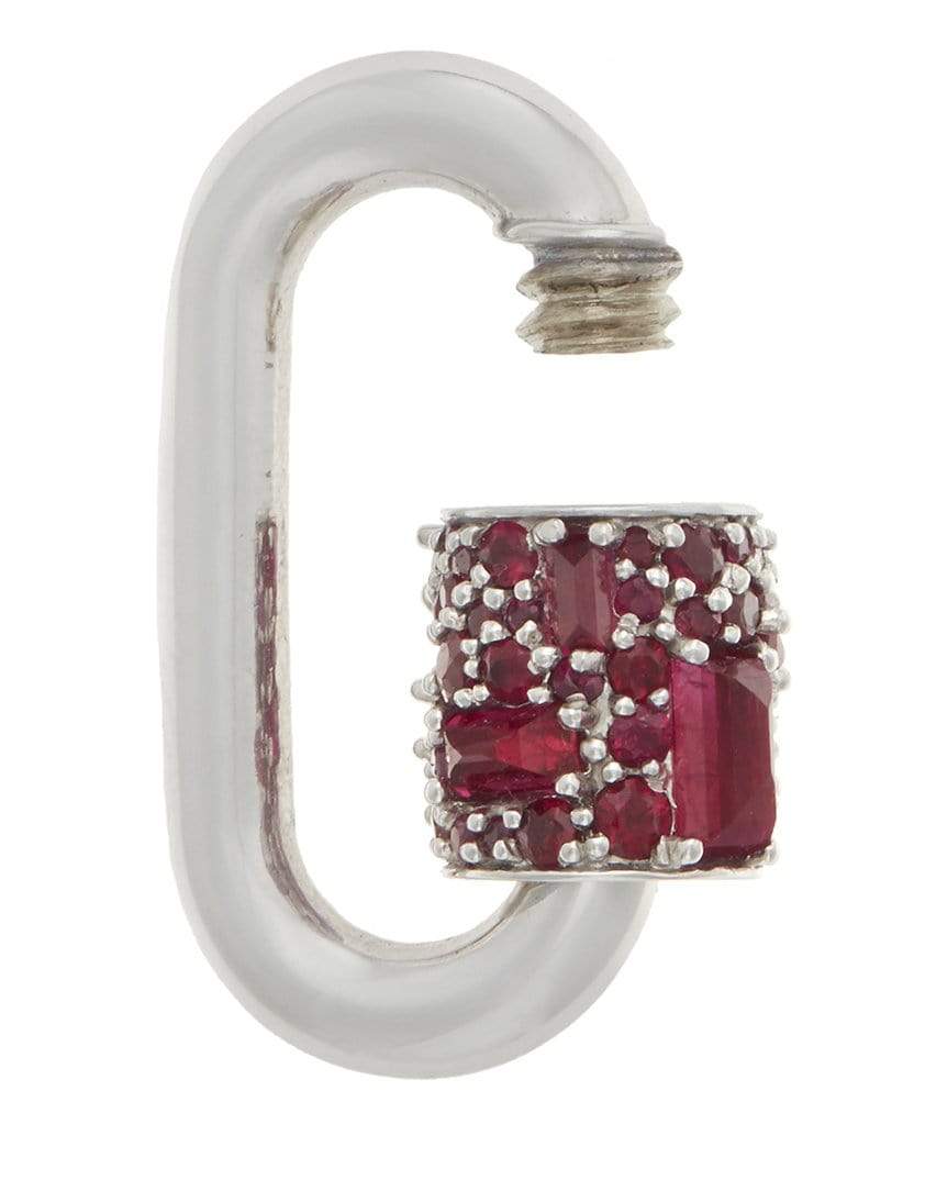 MARLA AARON-Stoned Chubby Medium Lock with Pave Baguette Rubies-YELLOW GOLD