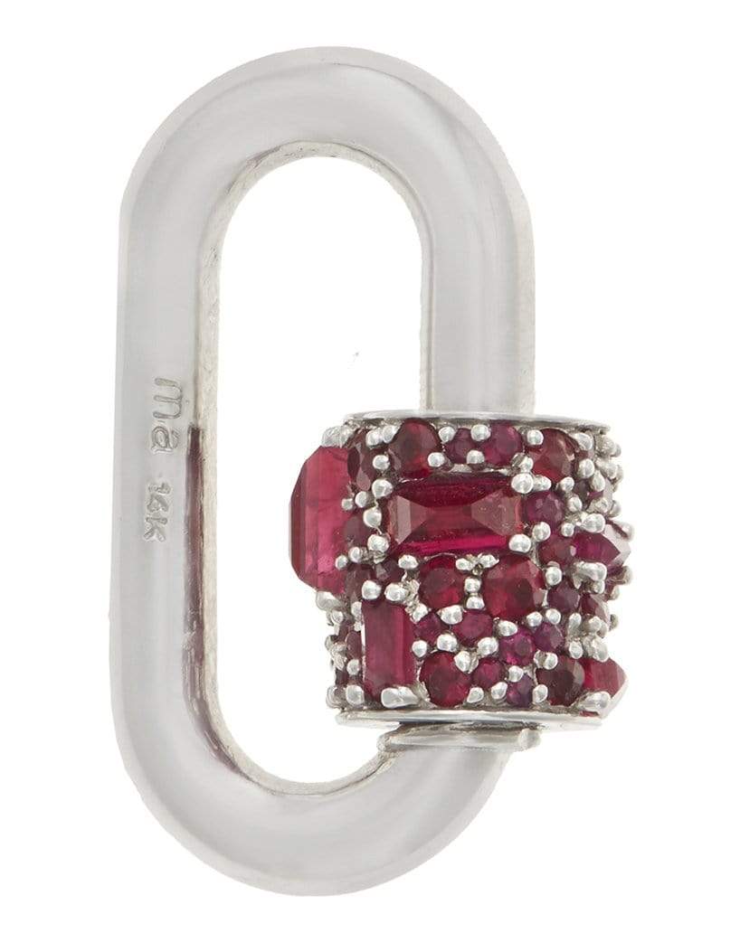 MARLA AARON-Stoned Chubby Medium Lock with Pave Baguette Rubies-YELLOW GOLD