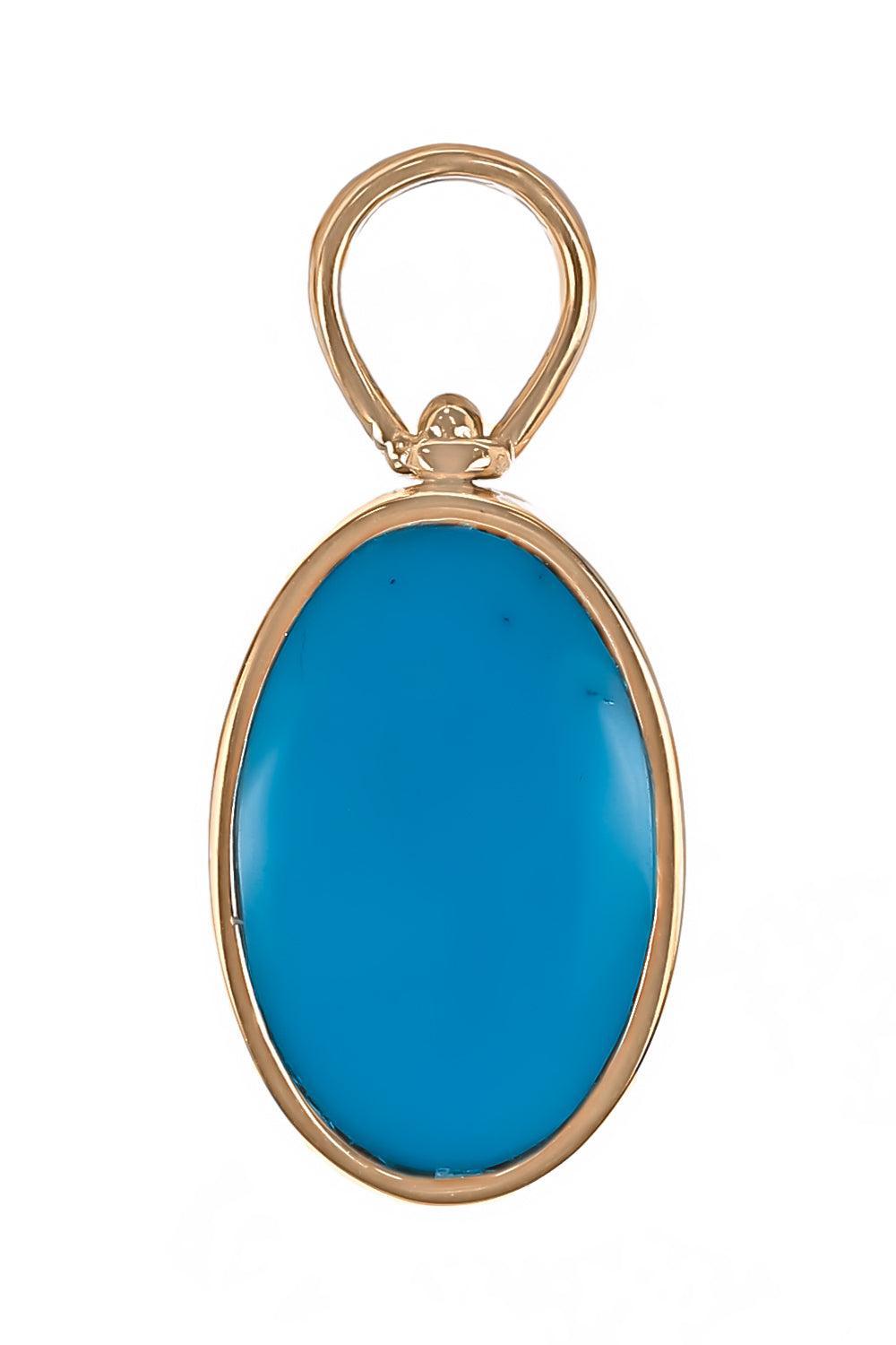 Turquoise Small Oval Charm-YELLOW GOLD-JEWELRYFINE JEWELPENDANT-MARLA AARON