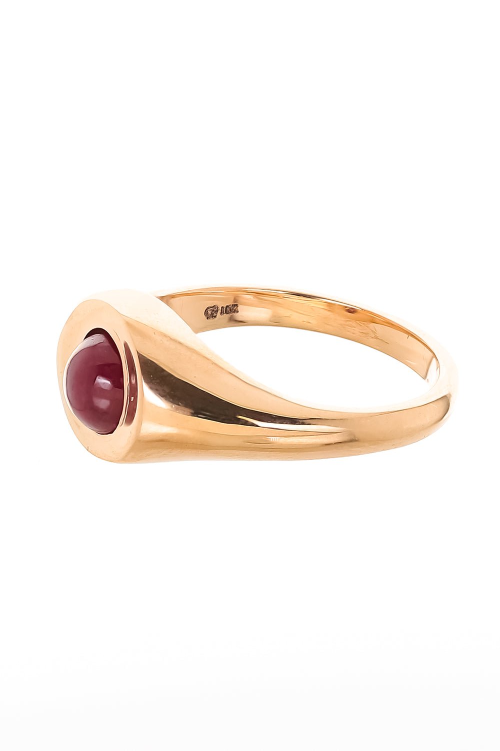 MARLA AARON-Greenland Ruby Sphere Signet Ring-ROSE GOLD