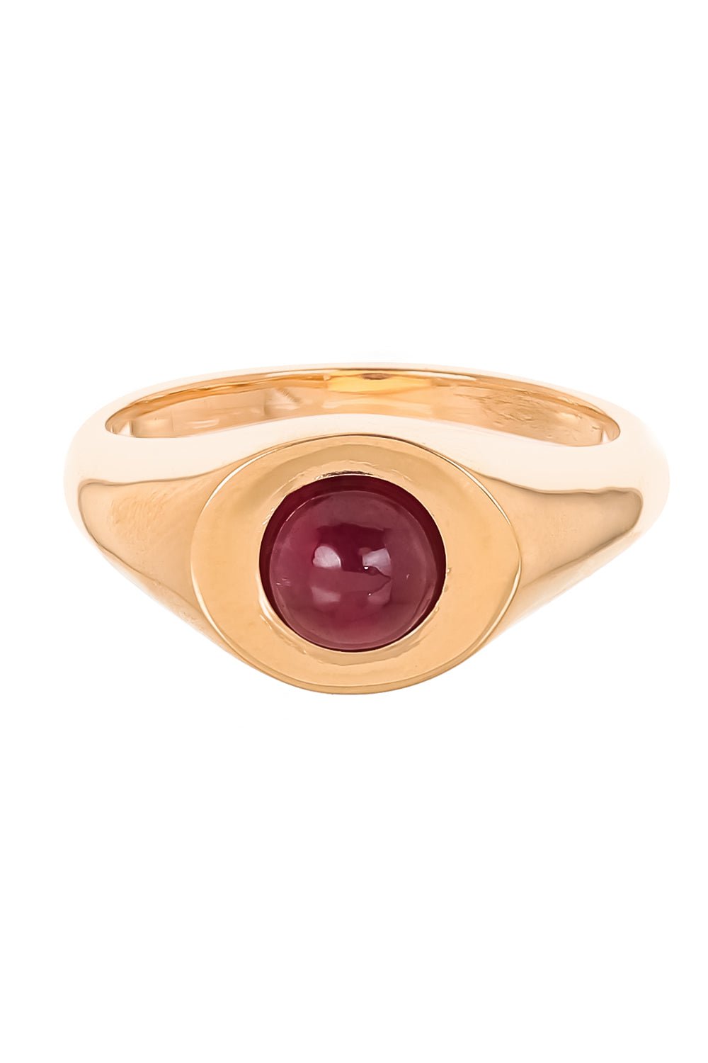 MARLA AARON-Greenland Ruby Sphere Signet Ring-ROSE GOLD