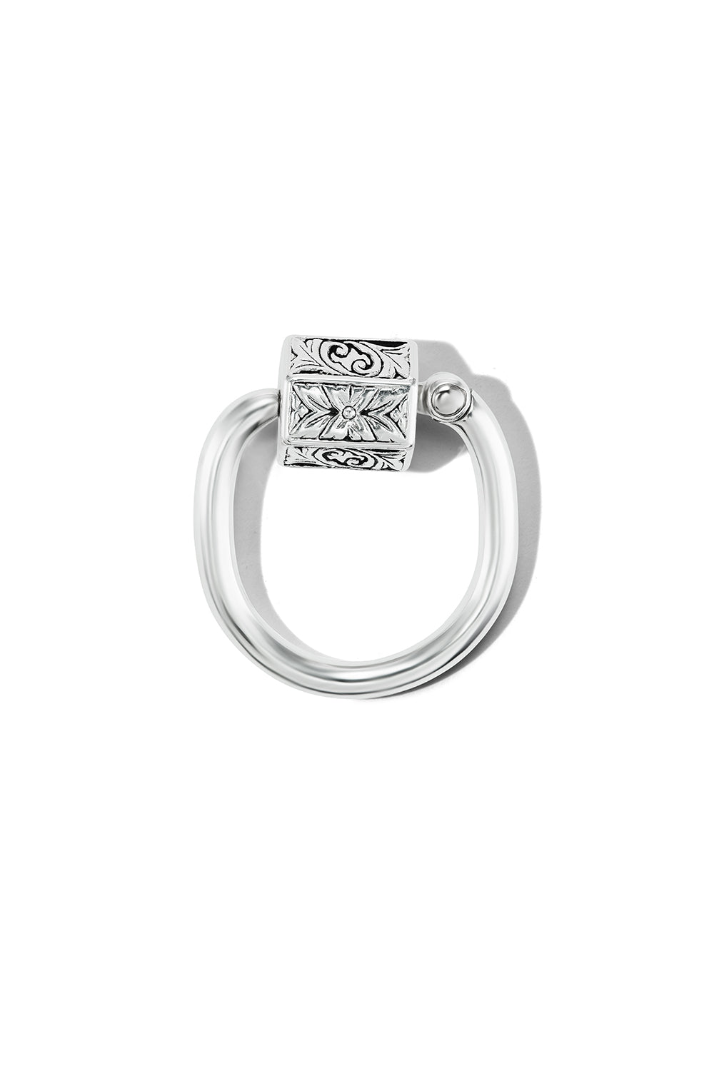 Embossed Chubby Trundle Lock Ring-SILVER-7-JEWELRYFINE JEWELRING-MARLA AARON