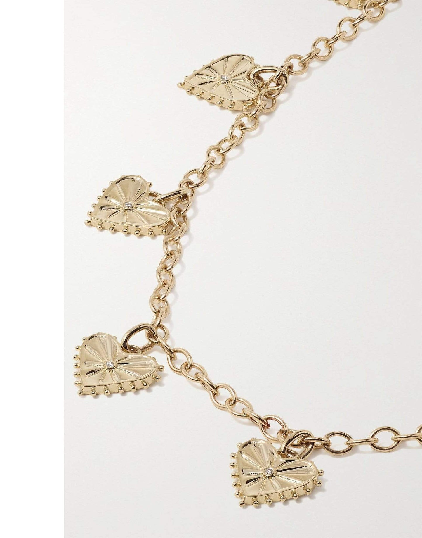 MARLO LAZ-Multi Heart Anklet-YELLOW GOLD