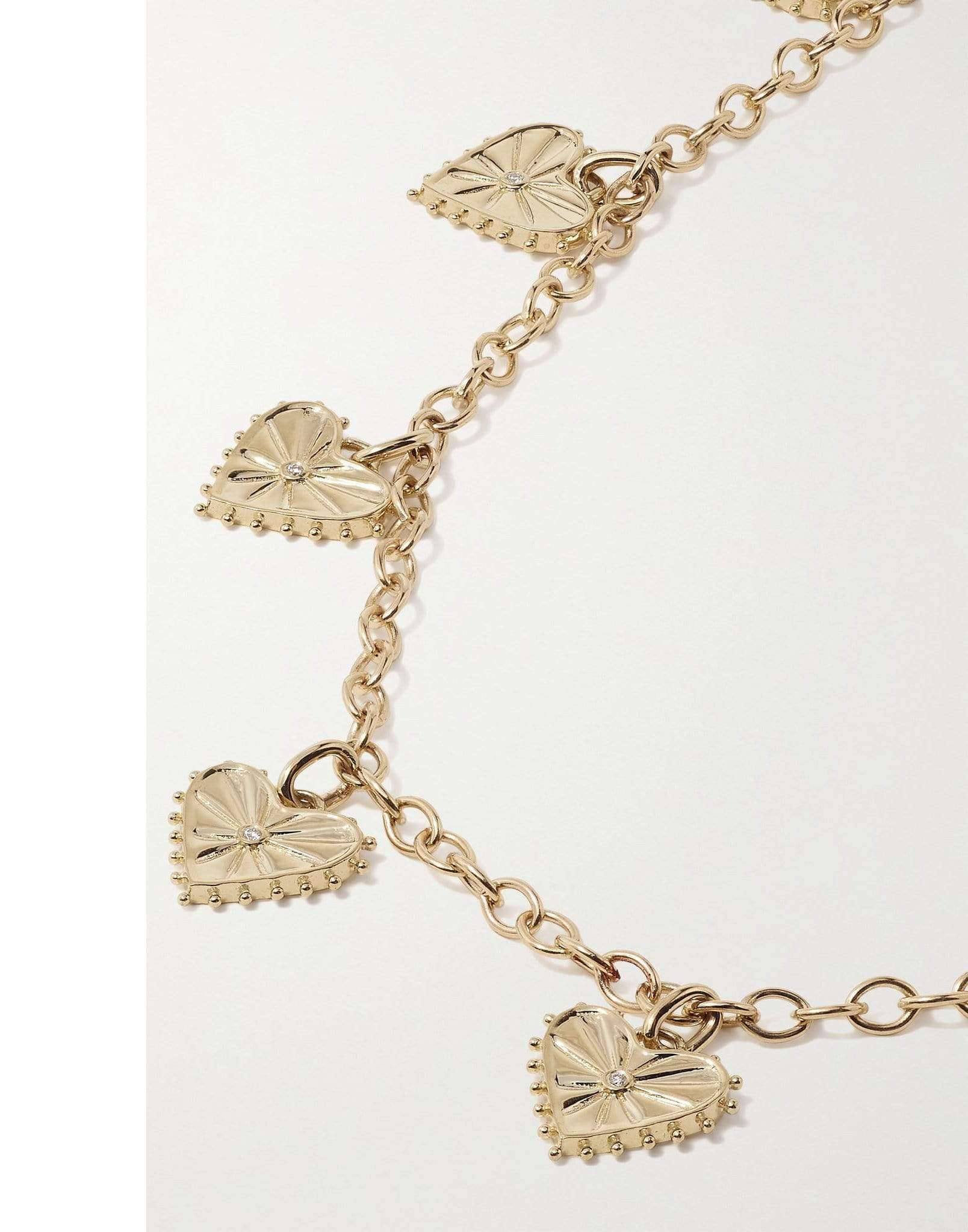 MARLO LAZ-Multi Heart Anklet-YELLOW GOLD