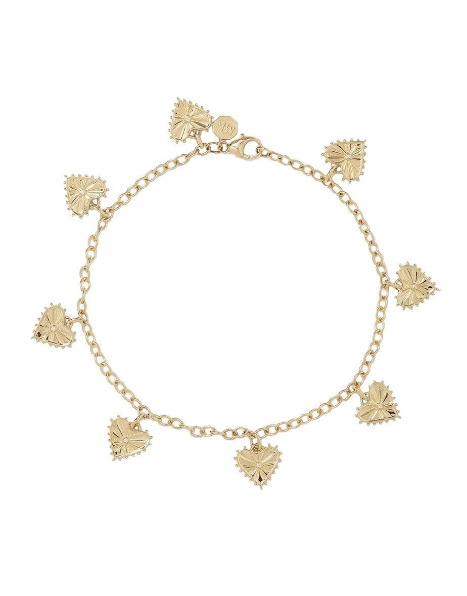MARLO LAZ-Multi Heart Anklet-YELLOW GOLD