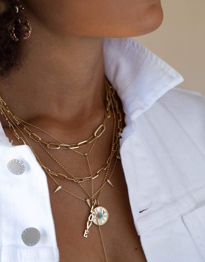 MARLO LAZ-Mini En Route Turquoise and Diamond Necklace-YELLOW GOLD