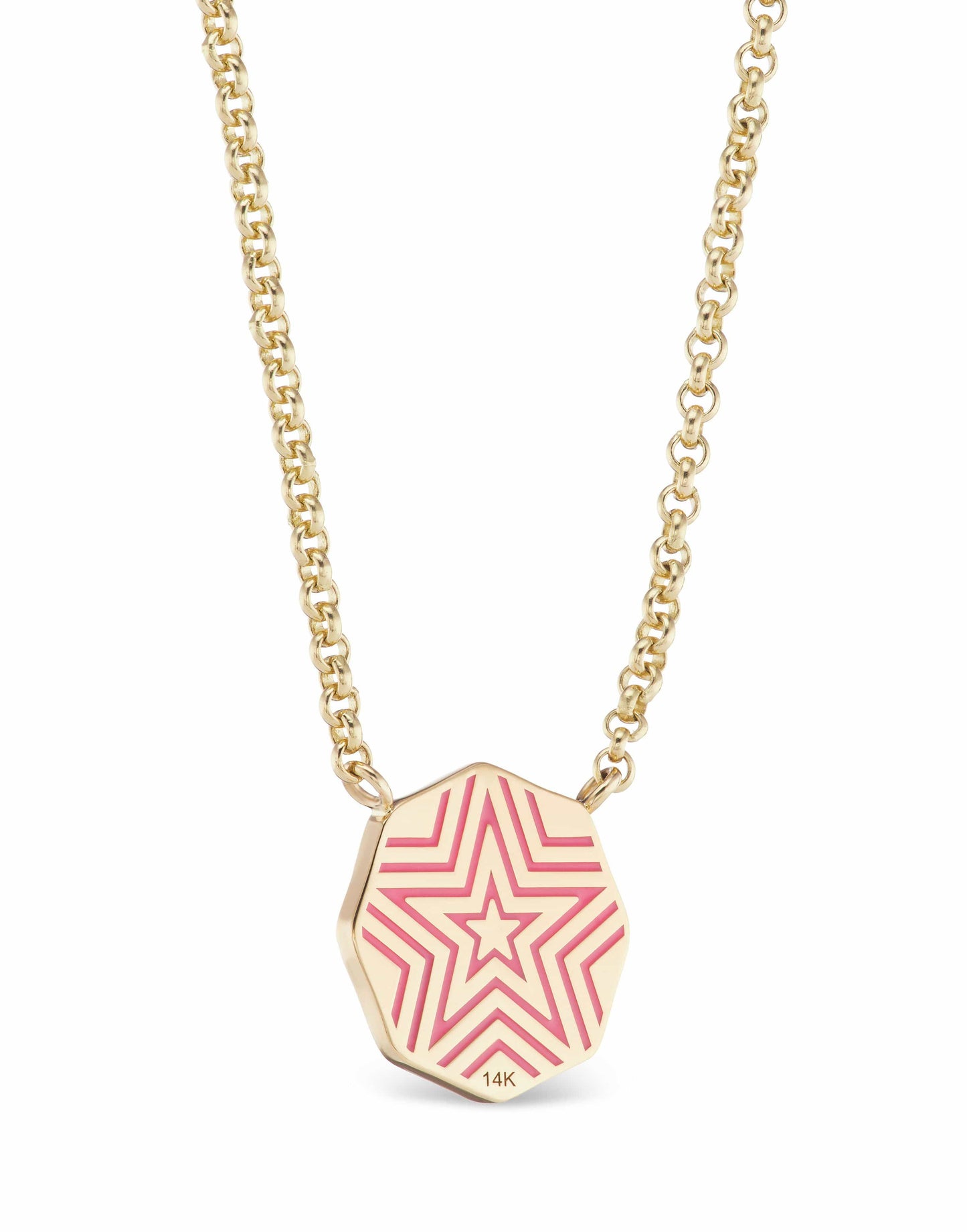 MARLO LAZ-Mini Porta Fortuna Orange Sapphire Necklace-YELLOW GOLD