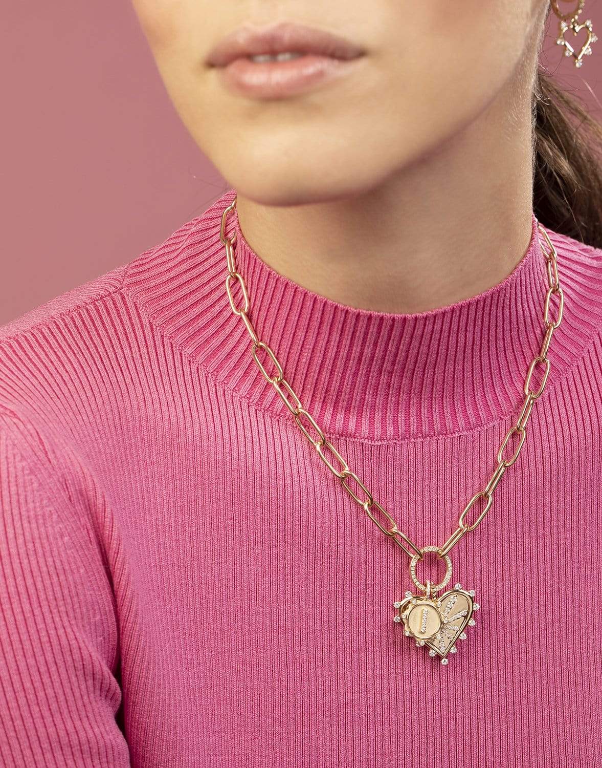MARLO LAZ-I Pave Initial Coin Charm-YELLOW GOLD