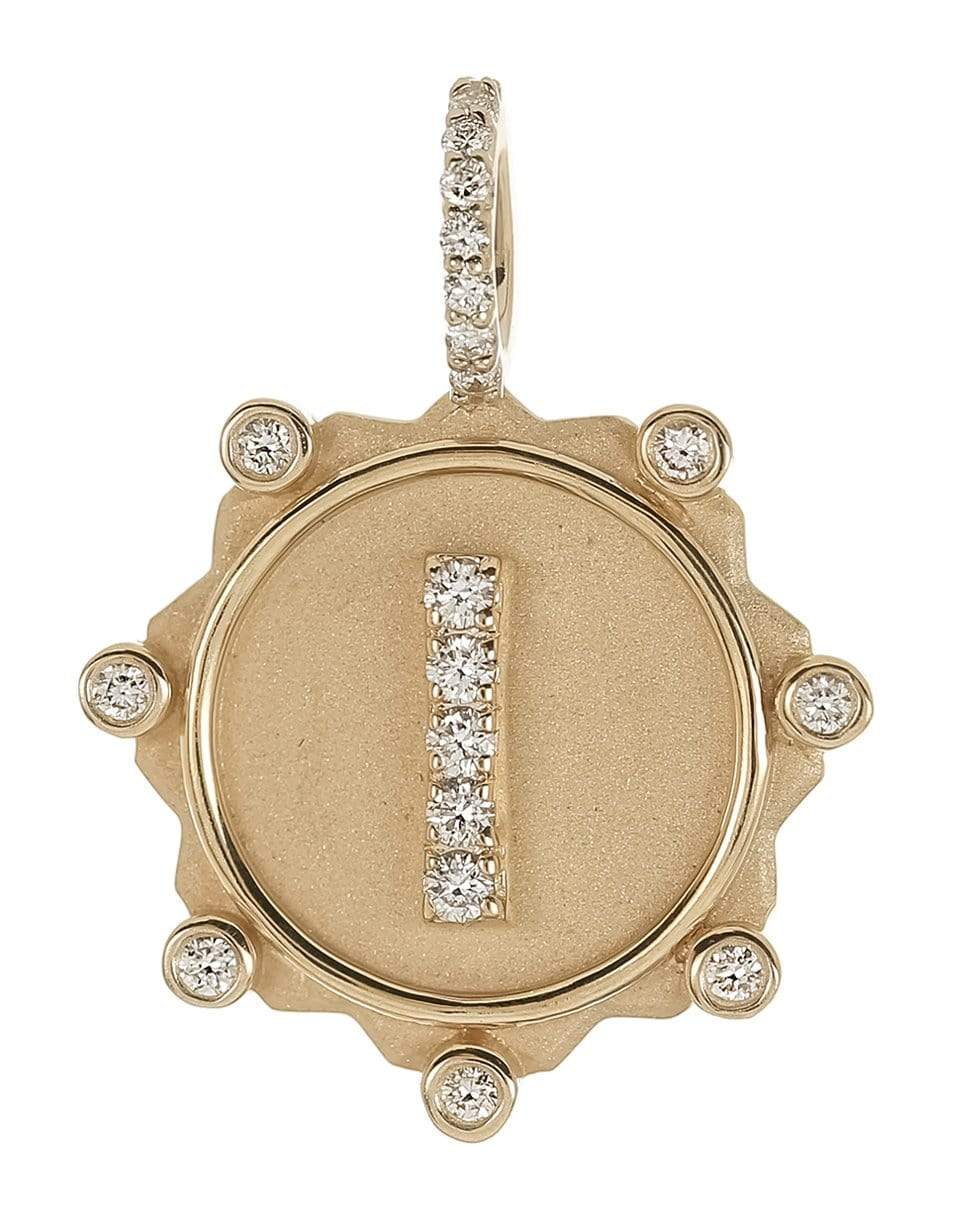 MARLO LAZ-I Pave Initial Coin Charm-YELLOW GOLD