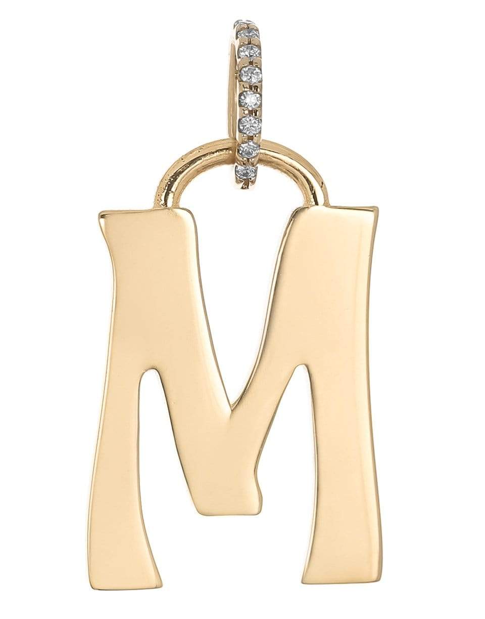 MARLO LAZ-Large "M" Diamond Initial Charm-YELLOW GOLD