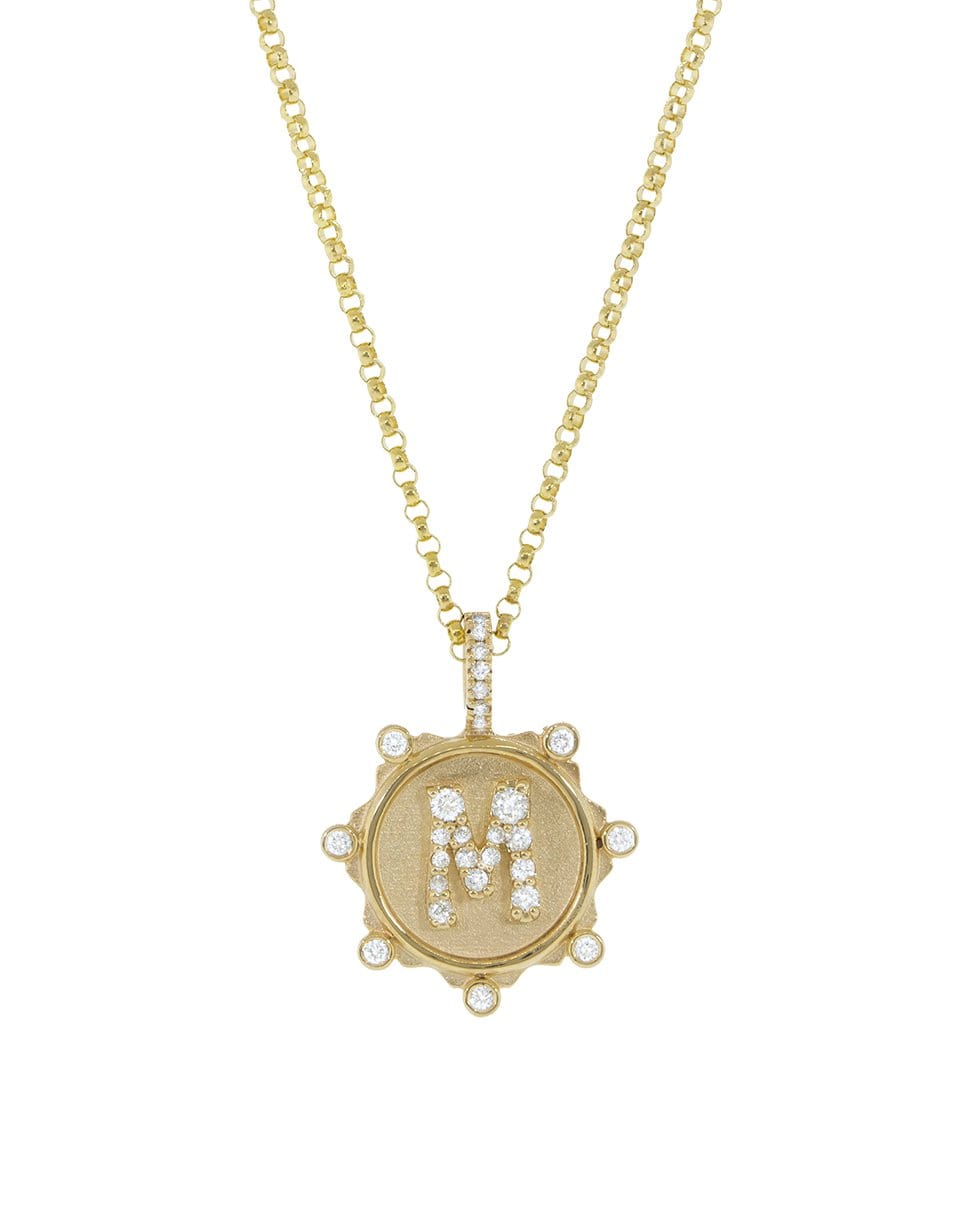 MARLO LAZ-M Pave Initial Coin Charm-YELLOW GOLD