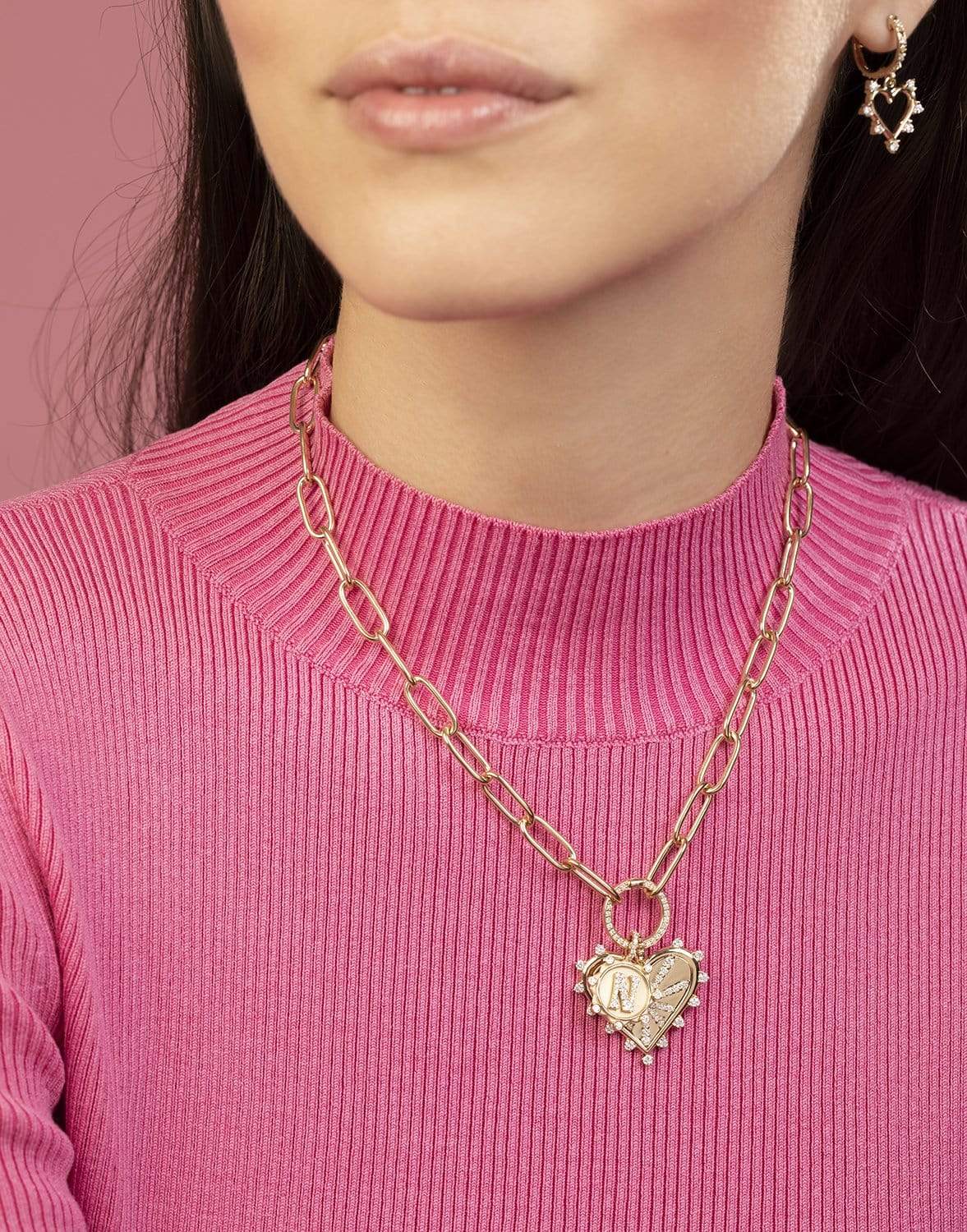 MARLO LAZ-N Pave Initial Coin Charm-YELLOW GOLD