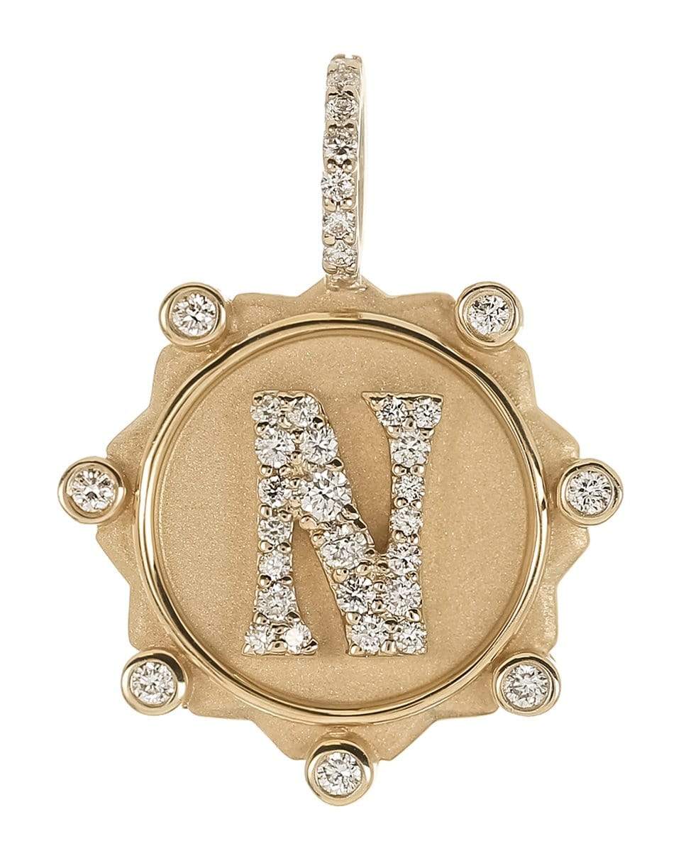 MARLO LAZ-N Pave Initial Coin Charm-YELLOW GOLD