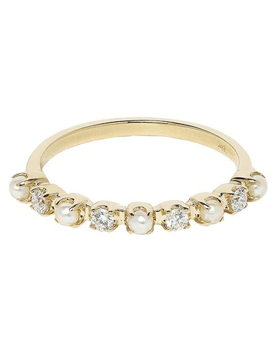 MARLO LAZ-Full Circle Diamond and Pearl Band Size 6-YELLOW GOLD