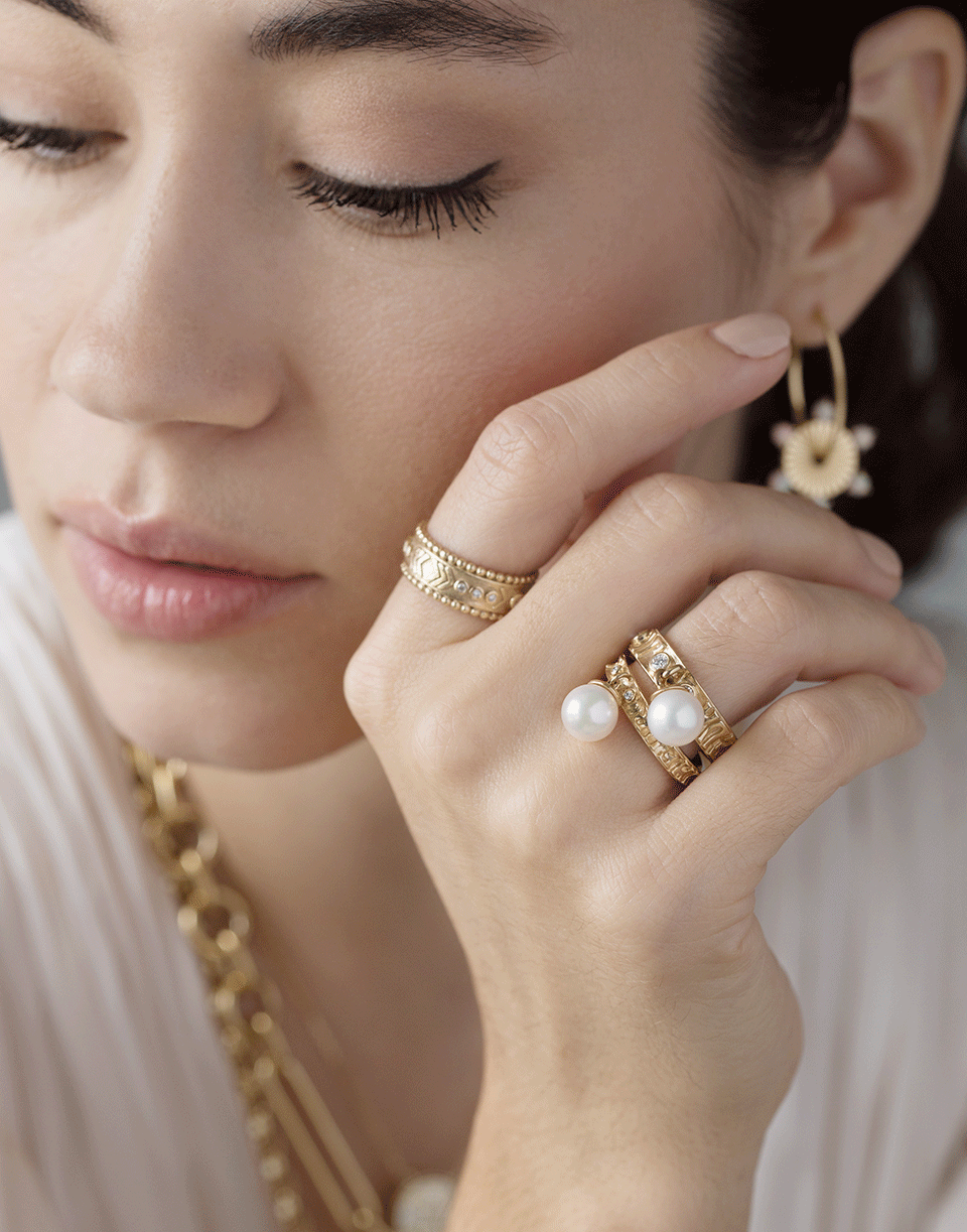 MARLO LAZ-Dancing Pearl Ring Narrow-YELLOW GOLD