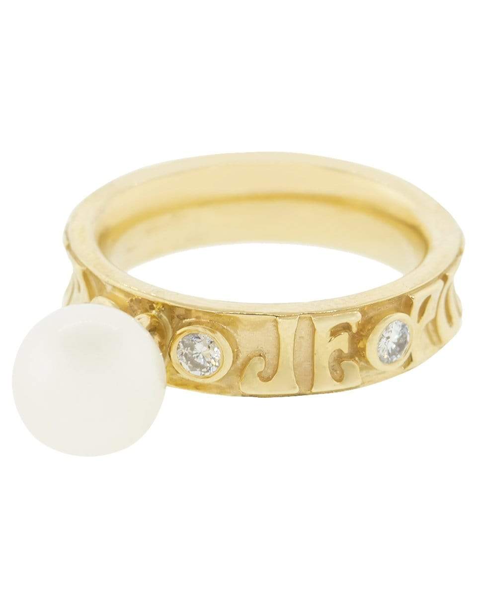 MARLO LAZ-Dancing White Pearl Ring Wide-YELLOW GOLD