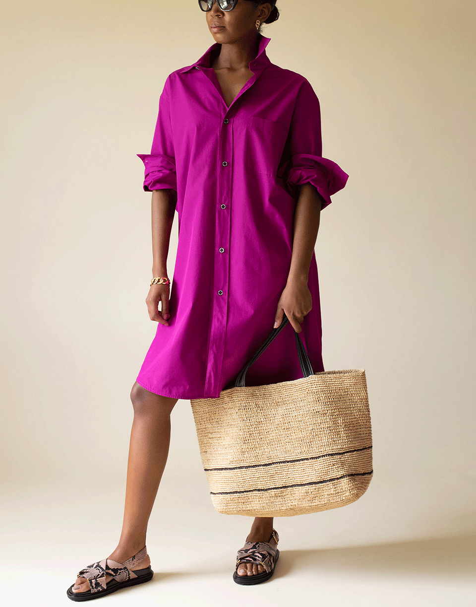 MARNI-Lavender Long Sleeve Button Front Shirt Dress-