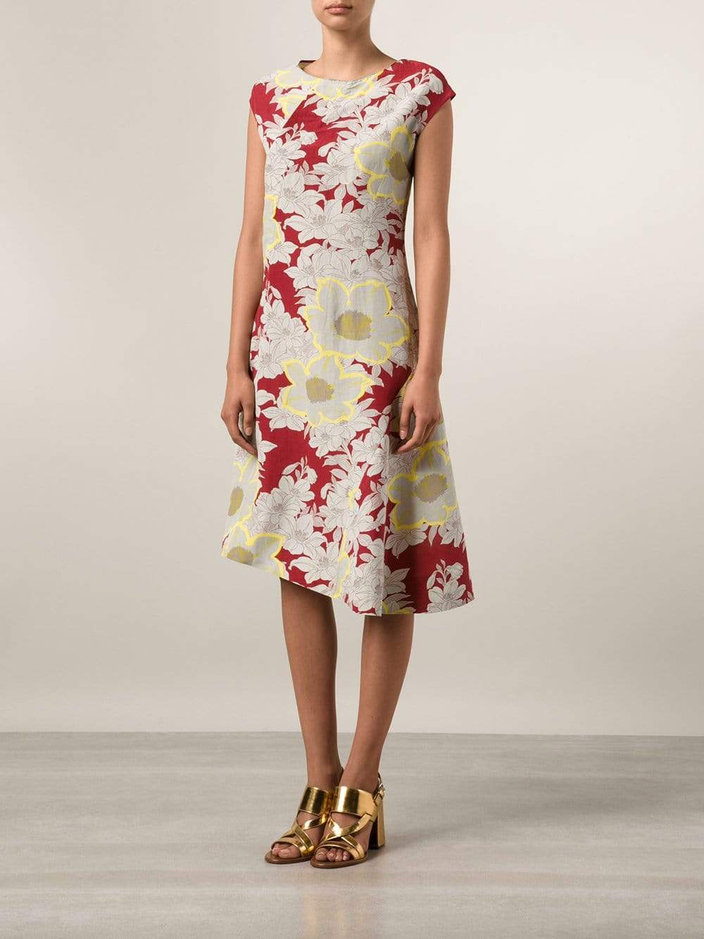 MARNI-Cap Sleeve Print Dress-