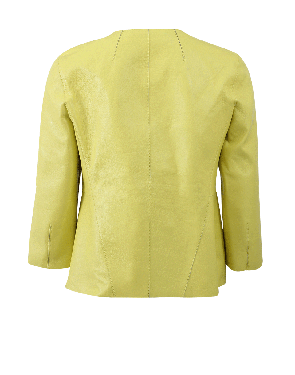 MARNI-Boxy Leather Jacket-LEMON