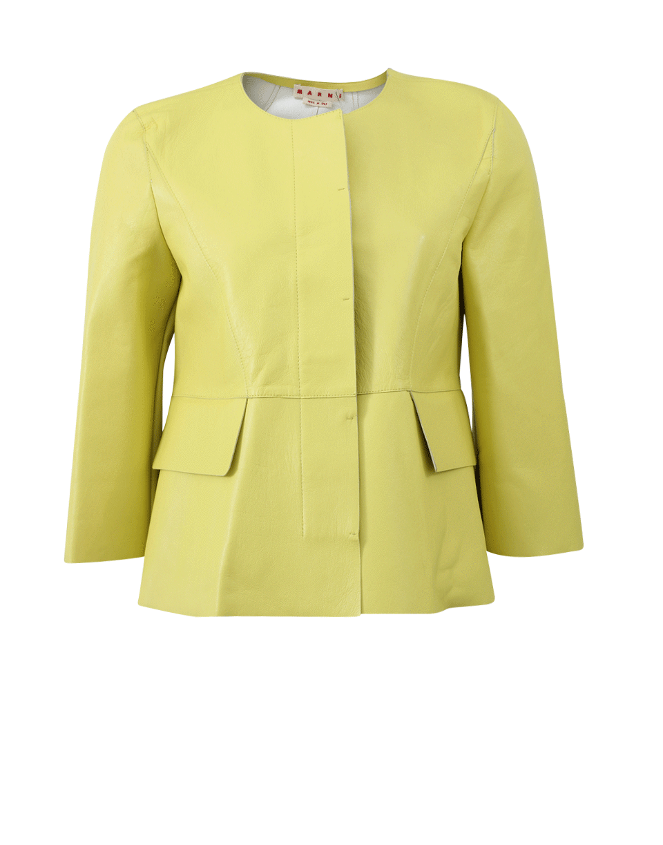 MARNI-Boxy Leather Jacket-LEMON