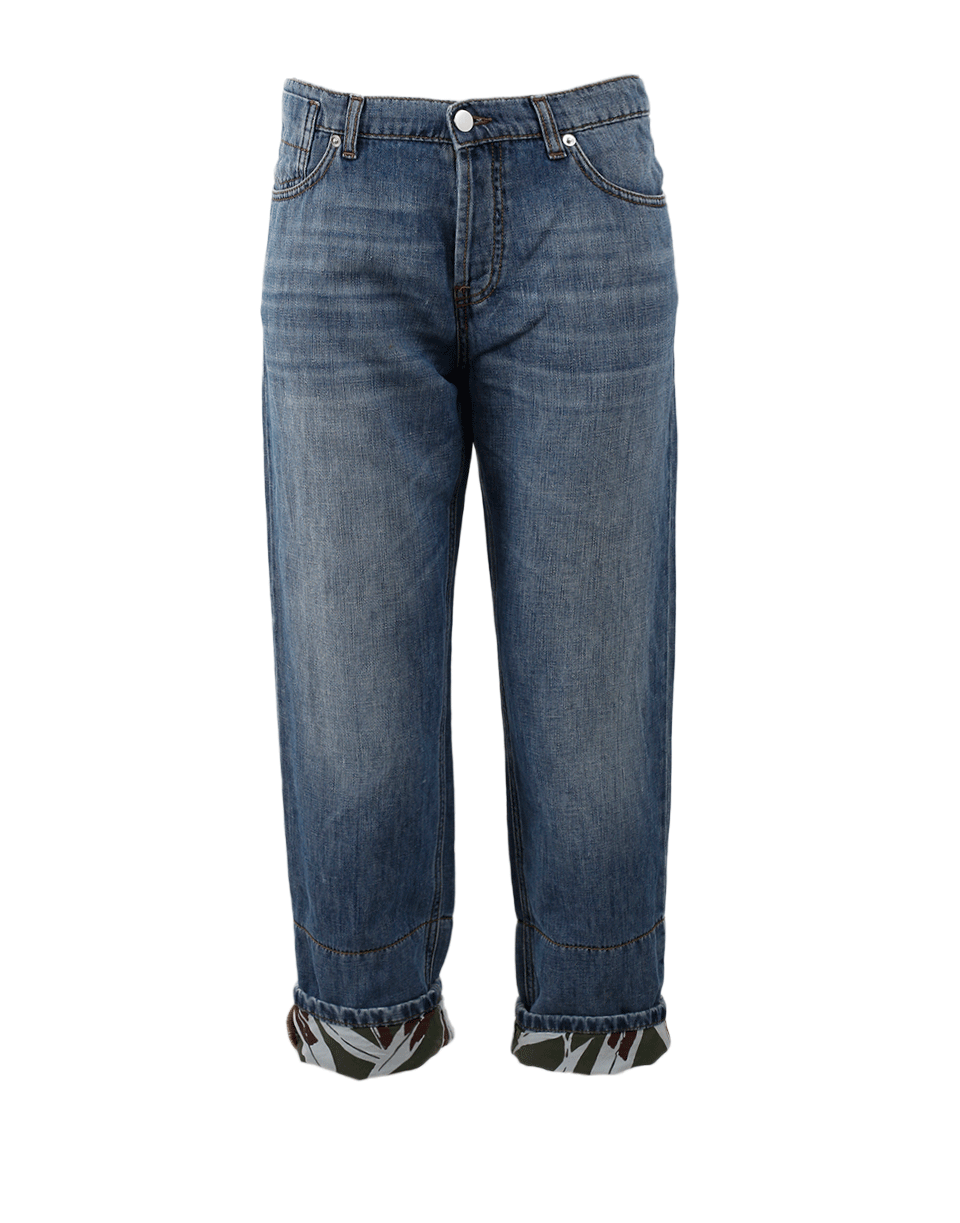 MARNI-Printed Cuff Boyfriend Denim-