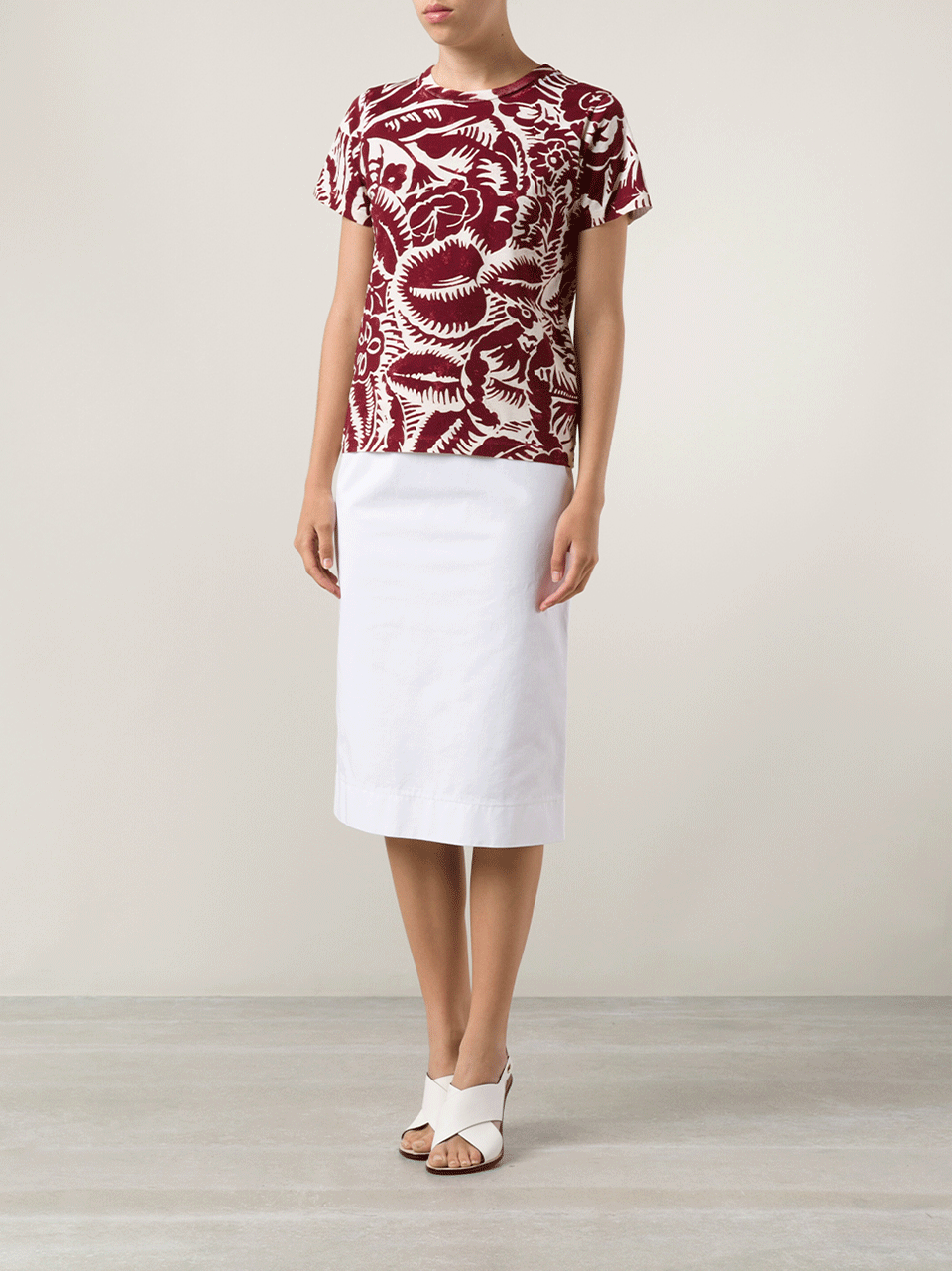 MARNI-Diamante Cotton Gabardine Pencil Skirt-