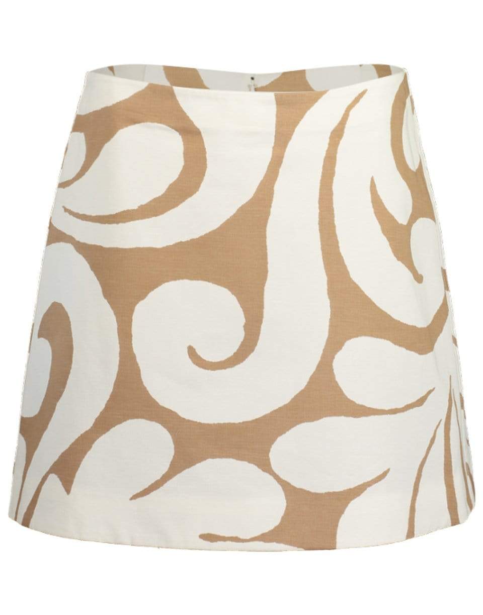 MARNI-Caramel and White Printed Mini Skirt-