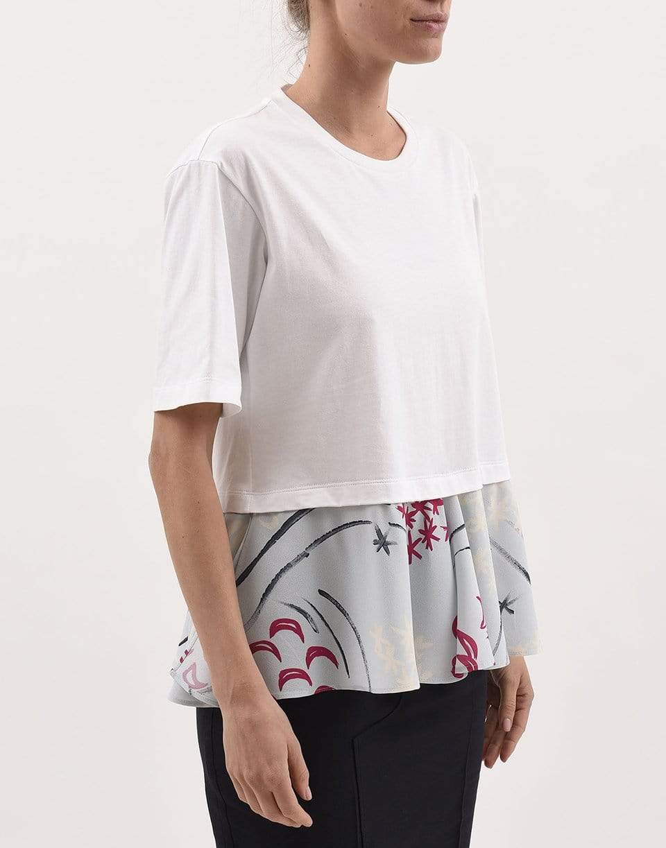 MARNI-Short Sleeve Crewneck Peplum T-Shirt-