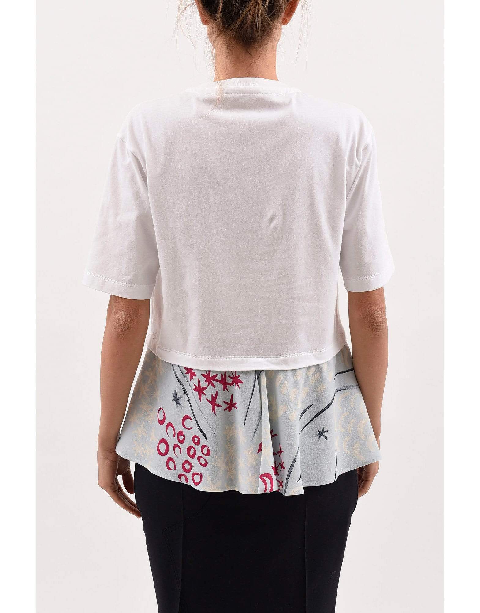 MARNI-Short Sleeve Crewneck Peplum T-Shirt-